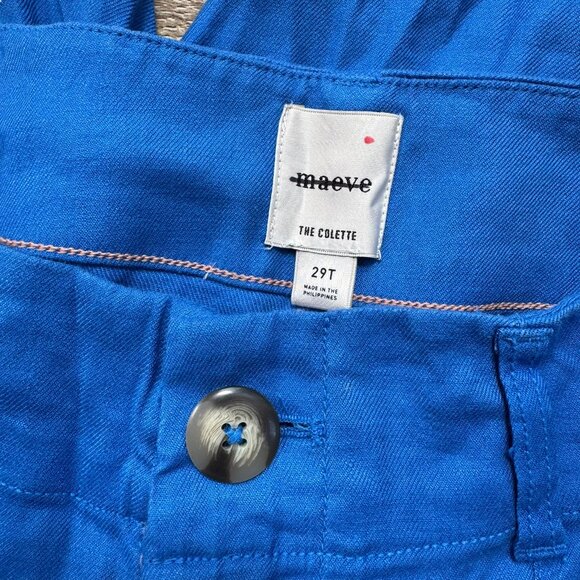 New Anthropologie Maeve Colette Linen Cropped Wide-Leg Pants Blue 29T Tall - Picture 5 of 9